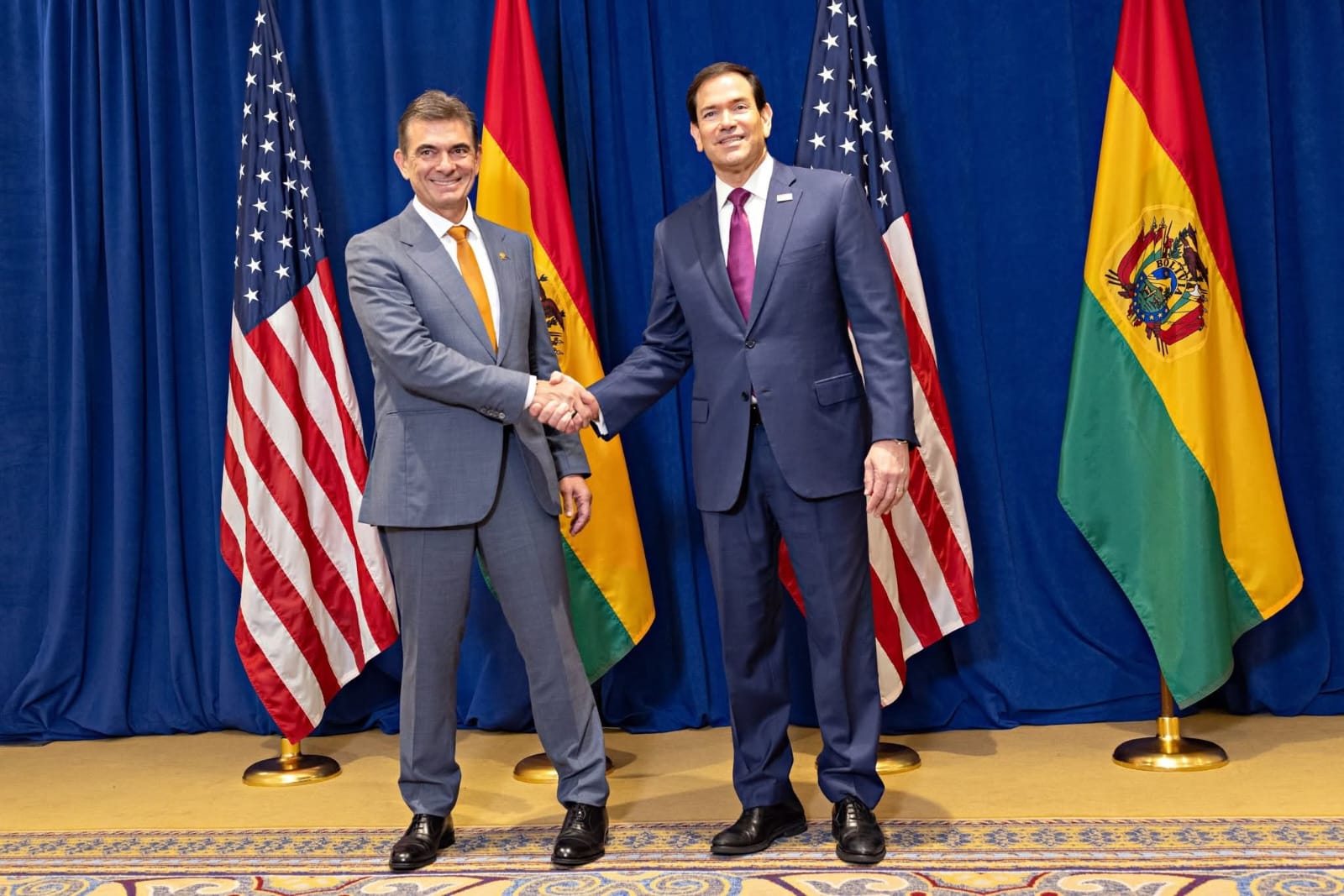 Presidente Paz y el secretario de Estado de EE.UU. Marco Rubio sostienen una reunión y abordan cooperación, comercio y seguridad