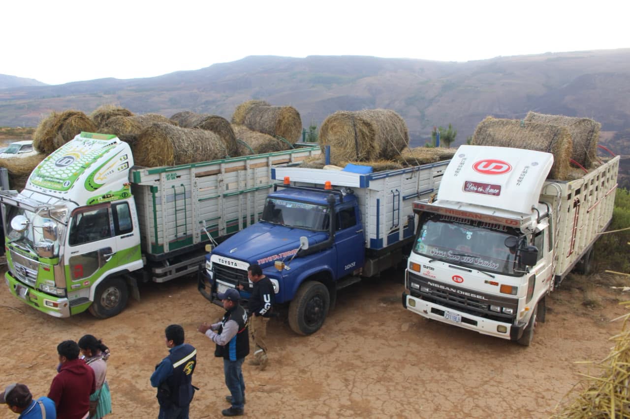 GOBERNACIÓN ENTREGA 44 TONELADAS DE FORRAJE, VITAMINAS Y POLITUBOS TRAS INCENDIOS EN MIZQUE